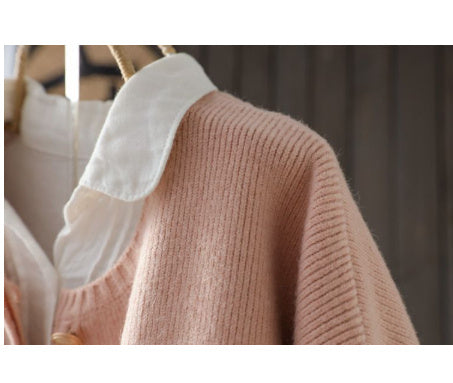 Autumn And Winter Long-sleeved Knitted Sweater With Button Pocket Outerwear